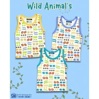 Promo Paket Baju Atasan Singlet Anak Ridges Motif Wild Animals 3pcs SNI