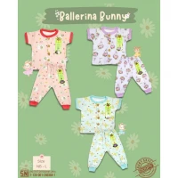 Setelan Baju Bayi Pendek Panjang Kancing Depan RIDGES Ballerina Bunny Newborn - 1 tahunan SNI / Piyama Anak Adem Anak 0-1 tahunan / Baju Santai