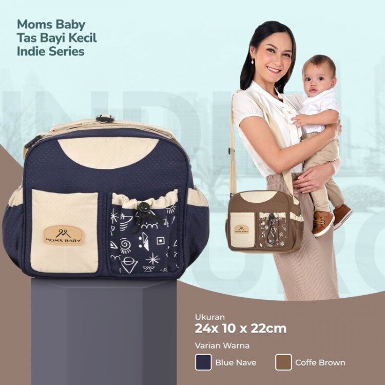 Tas Bayi Kecil Moms Baby Indie Series / Tas Perlengkapan Bayi / Diapers Bag Bayi / Tas Traveling Bayi / Tas Baby Carrier Bayi