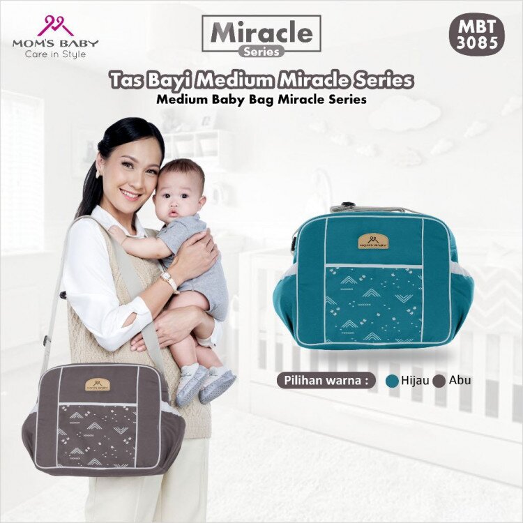 Tas Bayi Sedang Moms Baby Miracle Series / Tas Perlengkapan Bayi  Medium / Diapers Bag Bayi / Tas Traveling Bayi / Tas Baby Carrier