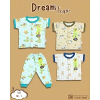 Setelan Baju Bayi Pendek Panjang Kancing Depan RIDGES Dream Team Newborn - 1 tahunan SNI / Piyama Anak Adem Anak 0-1 tahunan/ Baju Santai Anak