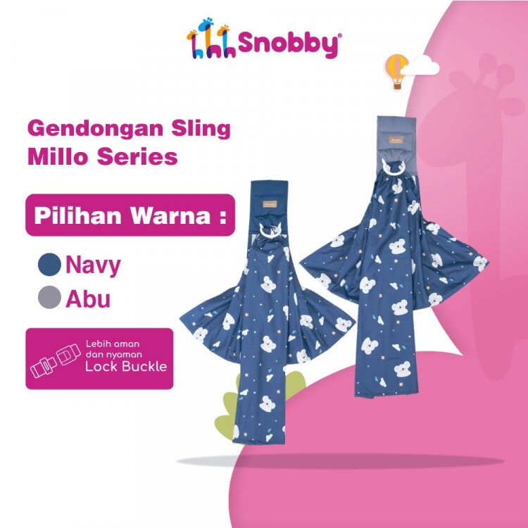 Snobby Gendongan Bayi Sling Millo Series / Gendongan Samping Bayi / Gendongan Travelling Snobby / Gendongan Sling Bayi