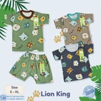 Paket Setelan Baju Bayi Pendek Kancing Pundak Ridges Lion King / Baju Santai Anak / Setelan Oblong Anak Unisex