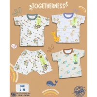 Paket Setelan Baju Bayi Pendek Kancing Pundak Ridges Togetherness / Baju Santai Anak / Setelan Oblong Anak Unisex
