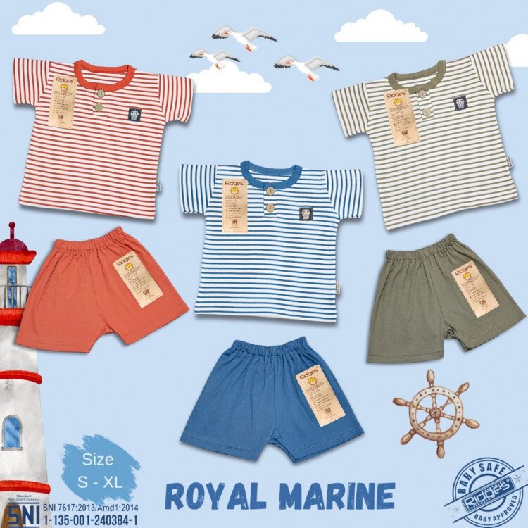 Setelan Baju Bayi Oblong Pendek Kancing Depan Bobok BIG SIZE 1-6 tahunan RIDGES SNI Royal Marine / Baju Oblong Anak Adem / Baju Santai Anak