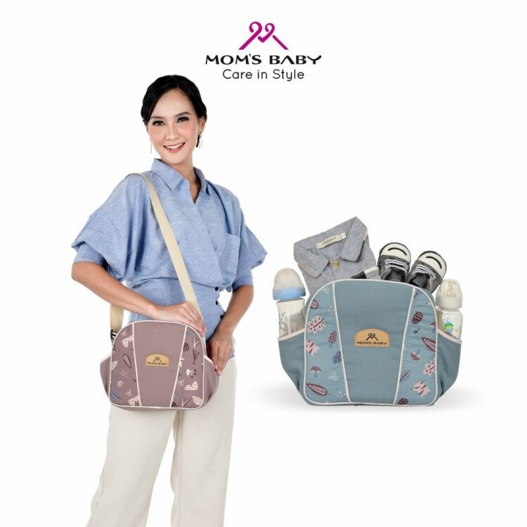 Tas Bayi Kecil Moms Baby Woody Series / Tas Perlengkapan Bayi / Diapers Bag Bayi / Tas Traveling Bayi / Tas Baby Carrier Bayi
