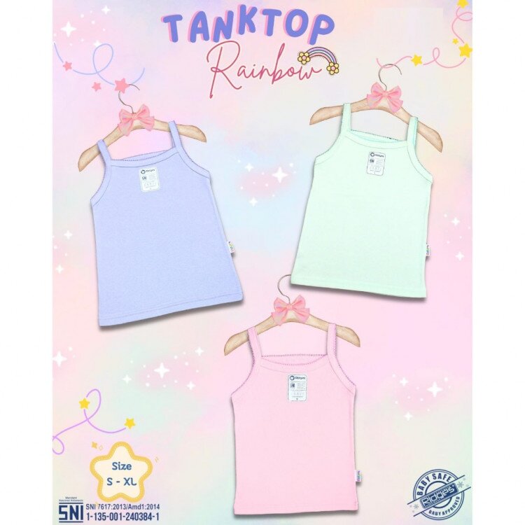 Singlet Bayi Ridges Polos Rainbow ber-SNI / Atasan Tank Top Ridges / Singlet Anak Perempuan Adem Lembut
