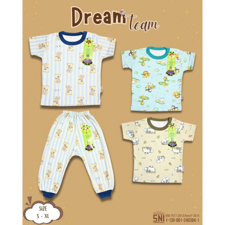 Setelan Baju Bayi Ridges Dream Team / Baju Anak Kancing Pundak Halus dan Adem / Baju Tidur Anak Nyaman Dipakai / Piyama Anak Laki-Laki Perempuan