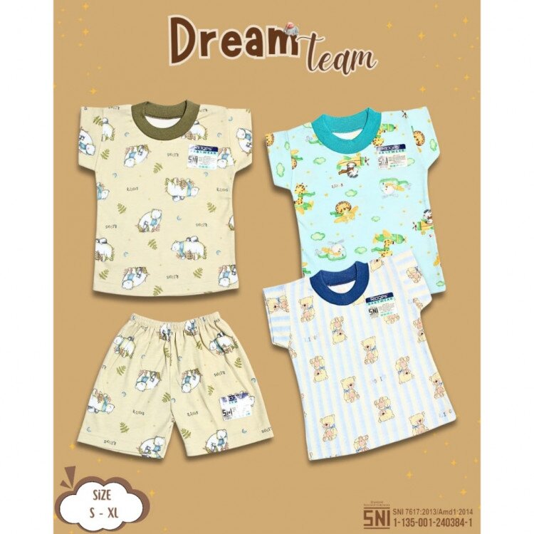 Paket Setelan Baju Bayi Pendek Ridges Dream Team / Baju Santai Anak / Setelan Kaos Anak Ridges SNI Adem