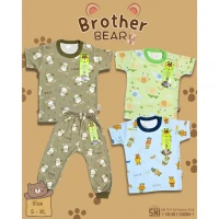 Setelan Baju Bayi Ridges Brother Bears/ Baju Tidur Anak Kancing Pundak Halus dan Adem / Baju Tidur Anak Nyaman Dipakai / Piyama Anak Laki-Laki Perempuan