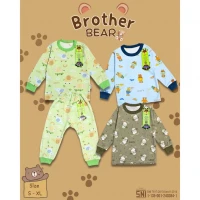 Setelan Oblong Panjang Anak Kancing Pundak Ridges Brother Bear SNI / Baju Tidur Anak Adem dan Halus / Piyama Anak Unisex Ridges Nyaman dipakai