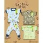 Setelan Baju Bayi Pendek Panjang Kancing Depan RIDGES Brother Bear Newborn - 1 tahunan SNI / Piyama Anak Adem Anak 0-1 tahunan/ Baju Santai Anak / Baju Tidur Anak #1