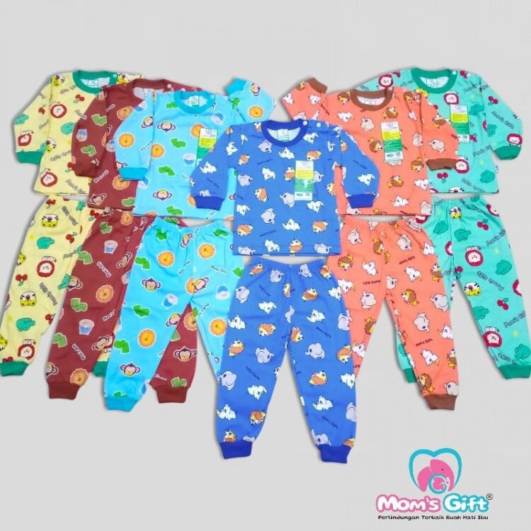 Piyama Baju Bayi Setelan Panjang Anak Kancing Pundak Type AQ Series/ Piyama Anak / Baju Bayi Panjang / Baju Tidur Anak Unisex / Piyama Anak