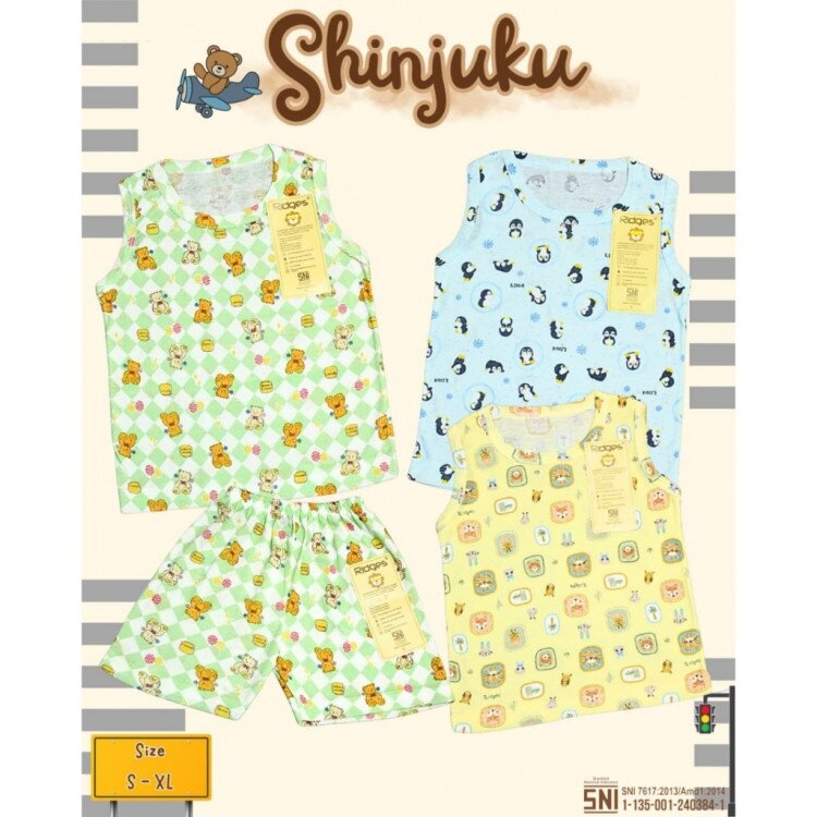 Paket Baju Bayi Setelan Singlet Kutung Kaos Anak Ridges Shinjuku 3pcs / Setelan Bayi Kutung / Setelan Bayi Laki-laki dan Perempuan / Baju Bayi adem