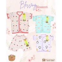 PROMO Setelan Baju Bayi Pendek Kancing Depan Blessing Blossom RIDGES SNI