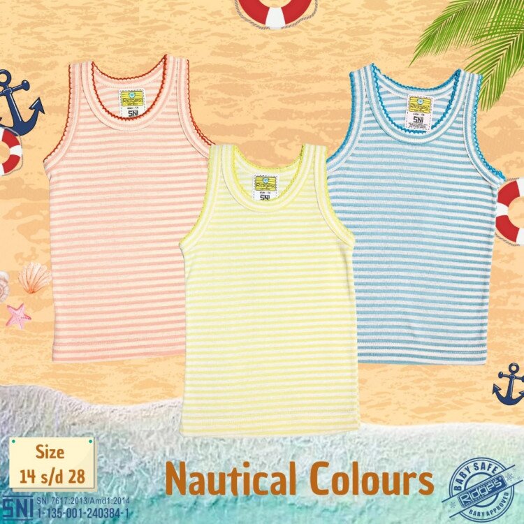 Singlet Anak Ridges Barney Nautical Colours 3pcs / Singlet Bayi 3pcs