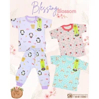 Setelan Baju Bayi Ridges Blessing Blossom / Baju Anak Kancing Pundak Halus dan Adem / Baju Tidur Anak Nyaman Dipakai / Piyama Anak Perempuan Motif