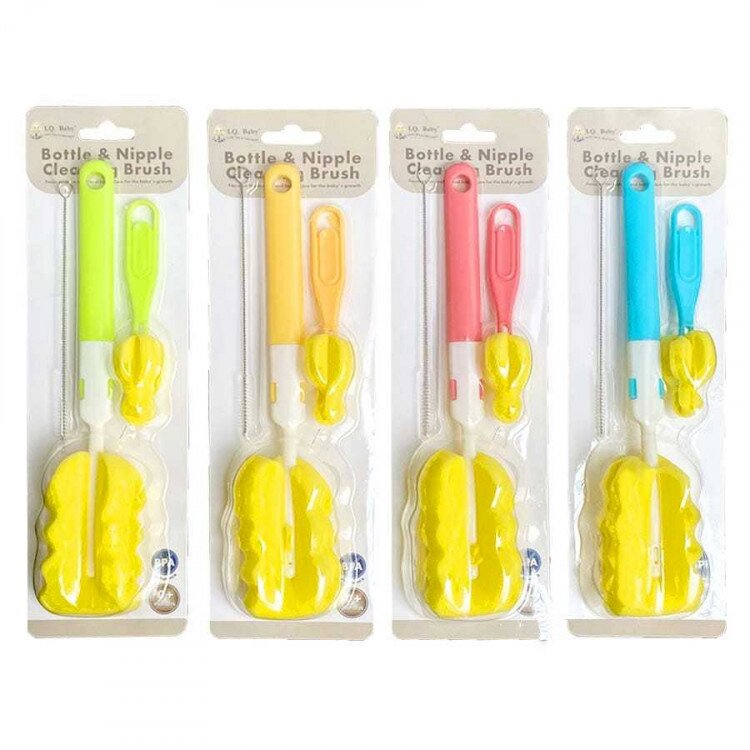 Sikat Botol Busa IQ Baby / Sikat Botol Bayi 3 in 1 Sikat Sponge, Sikat Sedotan dan Sikat Dot / Bottle, Straw and Nipple Brush