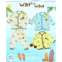 PROMO Setelan Bayi Panjang Wait Your Wave / Baju Tidur Anak / Piyama Anak Ridges Kancing Depan SNI