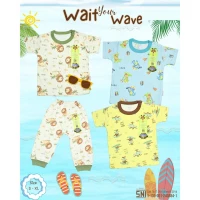 Setelan Baju Bayi Ridges Wait Your Wave / Baju Tidur Anak Kancing Pundak Halus dan Adem / Baju Tidur Anak Nyaman Dipakai / Piyama Anak