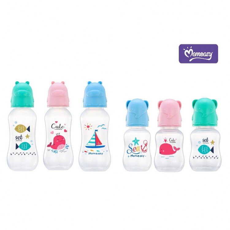 Botol Susu Bayi Reguler Kepala Animals MomEasy 120ml 240ml / Dot Bayi BPA Free Slim Neck