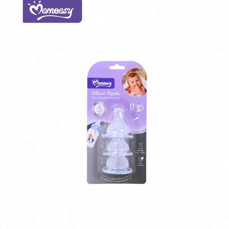 Momeasy Dot Spiral Slim Neck Silicone Nipple Isi 3pcs / Spiral Nipple Dot Botol Bayi Ulir Slim Neck / Dot Bayi Spiral Nipple Standard Neck
