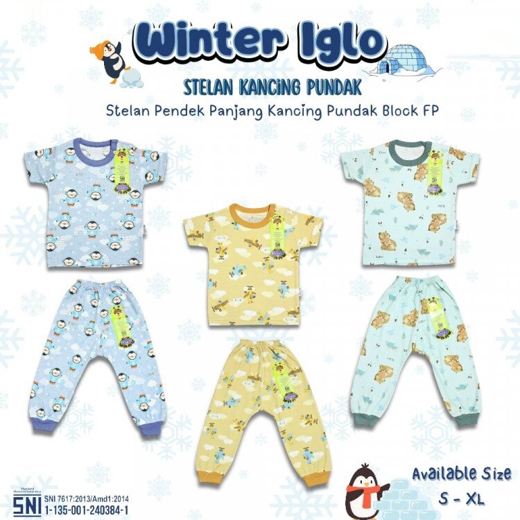 Setelan Baju Bayi Ridges Winter Iglo / Baju Tidur Anak Kancing Pundak Halus dan Adem / Baju Tidur Anak Nyaman Dipakai / Piyama Anak Laki-Laki
