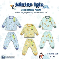 Setelan Oblong Panjang Anak Kancing Pundak Ridges Winter Iglo SNI / Baju Tidur Anak Adem dan Halus / Piyama Anak Unisex Ridges Nyaman dipakai