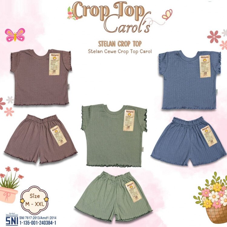 PROMO Paket Baju Bayi Setelan Anak Perempuan Ridges Crop Top / Setelan Bayi Cewek / Setelan Anak Perempuan / Baju Bayi adem / Baju Santai