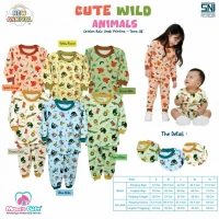 Piyama Baju Bayi Setelan Panjang Anak Kancing Pundak Type AR Series Cute Wild Animals / Piyama Anak / Baju Bayi Panjang / Baju Tidur Anak