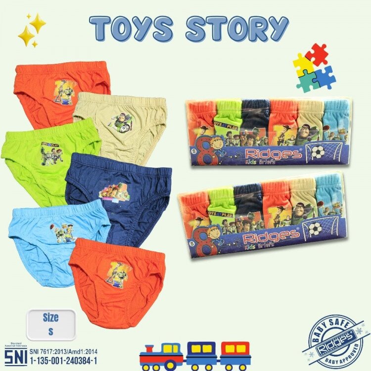 Celana Dalam Anak Laki-Laki Ridges Isi 6pcs (Bahan Adem) Toys Story