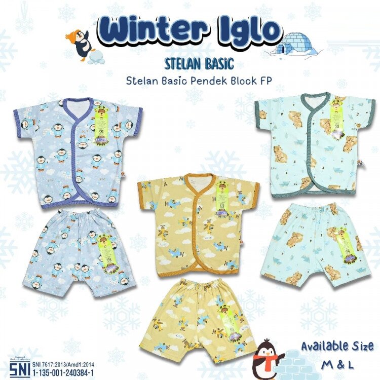 PROMO Setelan Baju Bayi Pendek Kancing Depan Winter Iglo RIDGES SNI