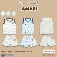 Paket Baju Bayi Setelan Singlet Kutung Anak Ridges 3pcs Amari / Setelan Bayi Kutung / Setelan Bayi Laki-laki dan Perempuan / Baju Bayi adem /