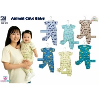 PROMO Setelan Baju Bayi Pendek Penjang Kancing Pundak Moms Gift Animal Cute Baby / Baju Santai Anak / Setelan Oblong Anak Unisex