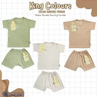 Setelan Baju Bayi Pendek Anak Kancing Pundak Polos King Colours SNI / Baju Santai Anak / Setelan Oblong Anak Ridges