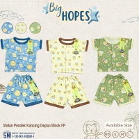 Setelan Baju Bayi Pendek Panjang Kancing Depan RIDGES Big Hopes Newborn - 1 tahunan SNI / Piyama Anak Adem Anak 0-1 tahunan/ Baju Santai Anak