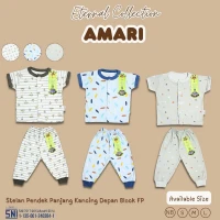 Setelan Baju Bayi Pendek Panjang Kancing Depan RIDGES Amari Newborn - 1 tahunan SNI / Piyama Anak Adem Anak 0-1 tahunan/ Baju Santai Anak /