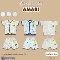 PROMO Setelan Baju Bayi Pendek Kancing Depan Amari RIDGES SNI
