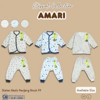 PROMO Setelan Bayi Panjang Amari / Baju Tidur Anak / Piyama Anak Ridges Kancing Depan SNI