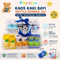 Kaos Kaki Bayi 3 in 1 Baby Grow Boneka Rattle Kerincingan / Baby Sock Rattle