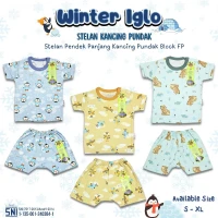 Paket Setelan Baju Bayi Pendek Kancing Pundak Ridges Winter Iglo / Baju Santai Anak / Setelan Oblong Anak Unisex