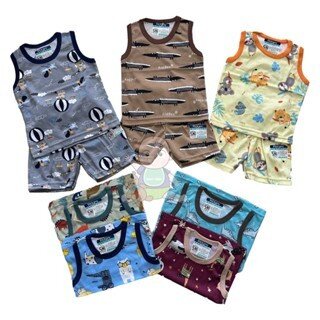 Paket Baju Bayi Setelan Singlet Kutung Anak Ridges 3pcs Motif Acak / Setelan Bayi Kutung / Setelan Bayi Laki-laki dan Perempuan / Baju Bayi adem