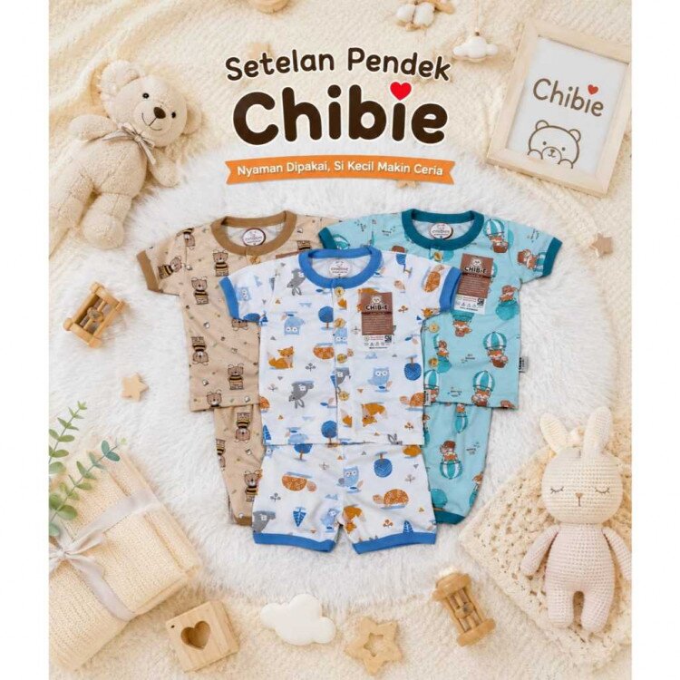 Paket Setelan Baju Bayi Pendek Kancing Depan Motif 3pcs SNI CB / Piyama Anak Adem Anak 0-1 tahunan/ Baju Santai Anak / Baju Tidur Anak