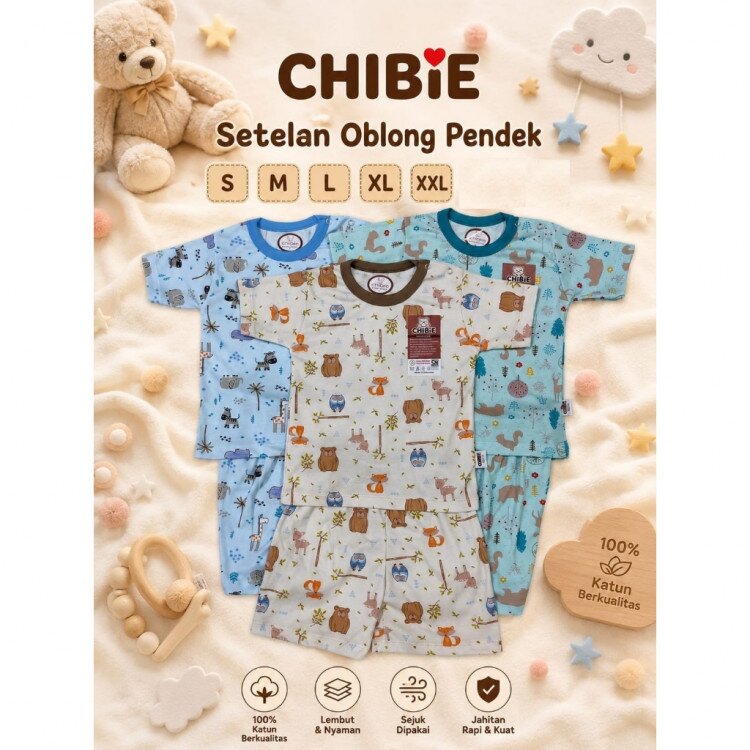 Setelan Baju Oblong Anak Pendek Kancing Pundak 1-7 tahunan SNI CB / Baju Santai Anak / Setelan Oblong Anak