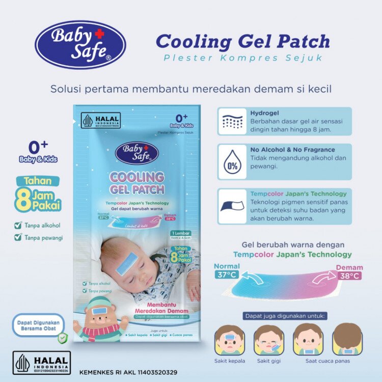 Baby Safe Cooling Patch / Kompres Demam Bayi Gel / Kompress Penurun Panas Bayi