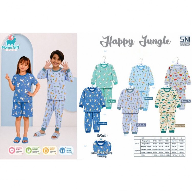 Piyama Baju Bayi Setelan Panjang Anak Kancing Pundak Type AW Series/ Piyama Anak / Baju Bayi Panjang / Baju Tidur Anak Unisex / Piyama Anak