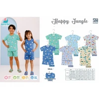 Setelan Baju Bayi Pendek Kancing Pundak Type AW Series / Baju Santai Anak / Setelan Oblong Anak Unisex