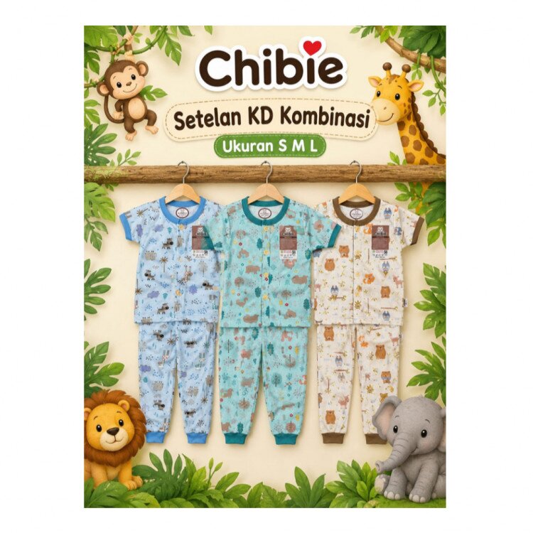 Paket Setelan Baju Bayi Kancing Depan Pendek Panjang Motif TypeB 3pcs SNI CB / Piyama Anak Adem Anak 0-1 tahunan/ Baju Santai Anak / Baju