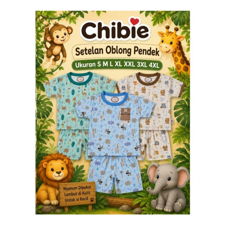 Setelan Baju Oblong Anak Pendek Kancing Pundak 1-7 tahunan TypeB SNI CB / Baju Santai Anak / Setelan Oblong Anak