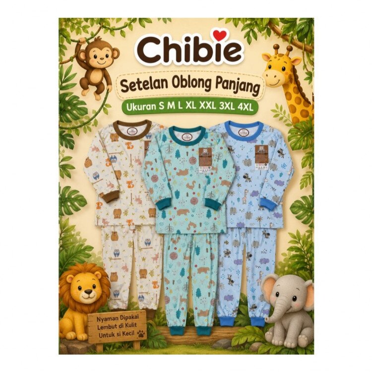 Setelan Baju Oblong Panjang Anak Kancing Pundak 1-7 tahunan Type B SNI CB / Baju Santai Anak / Setelan Oblong Anak / Baju Tidur Anak